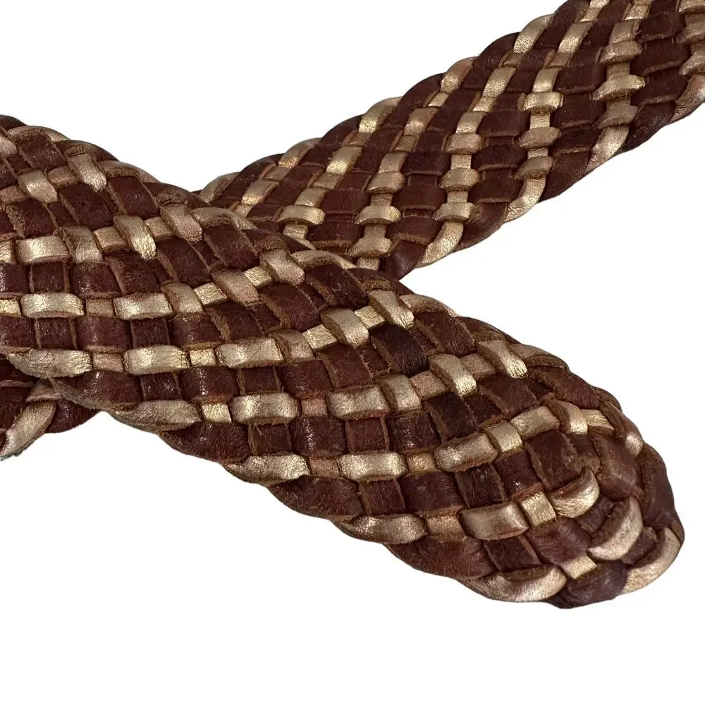 American Eagle Outfitters | Size S/M Metallic Gold Brown Woven Distressed Buckle